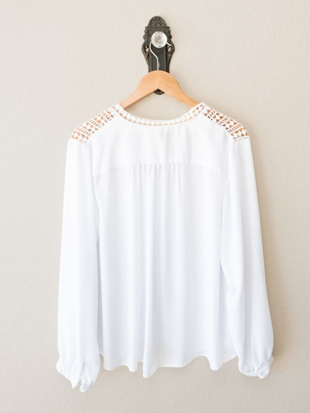 Jessica London Blouse Womens 18 White Lace Trim V Neck Long Sleeve Plus Size - Picture 12 of 16